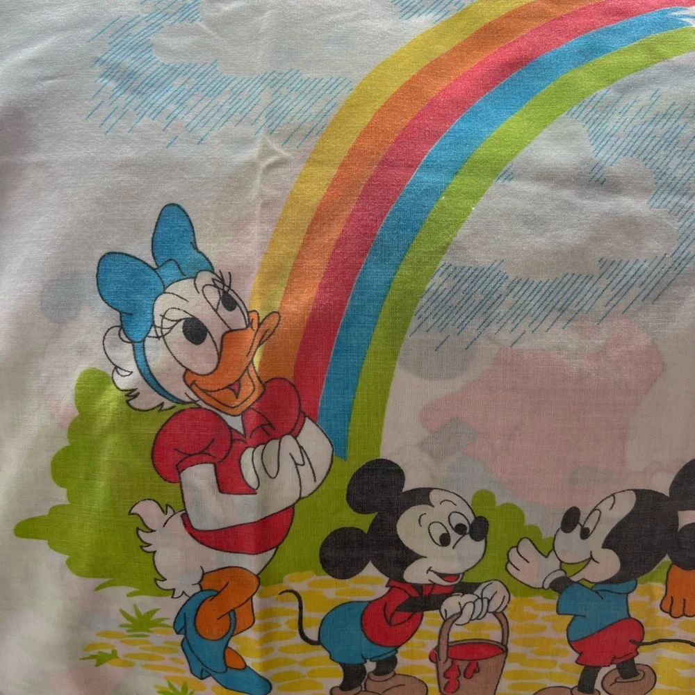 Vtg Twin Disney Pacific Mickey Mouse‎ Set of 3, Pillowcase, Fitted, & Flat Sheet